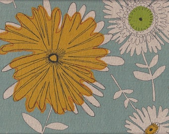 19,90 Eur/m Stoff aus Japan Baumwolle Leinen Meterware 50cm x 110cm Blumen seafoam T105c