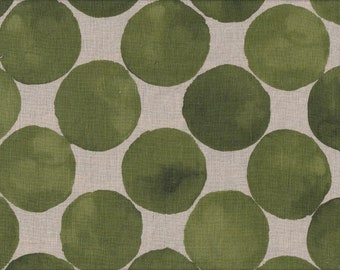 21.90 Eur/mètre Tissu japonais Kokka coton lin moderne 50 cm x 110 cm pois gros vert G4002d