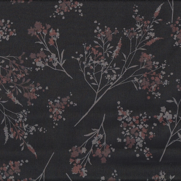 22.90 Eur/Meter Japanese Fabrics Cotton Lawn Kokka 50 cm x 110 cm Mignonette black T0613d