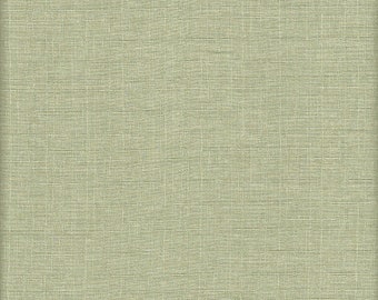 May include: A full-frame shot of a textured fabric in a muted, pale green color. The fabric has a woven appearance, with visible threads creating a subtle grid pattern. The overall aesthetic is simple and neutral.