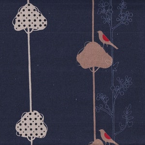 25,90 Eur/Meter Kokka Echino Fabric from Japan Cotton Linen Canvas Kokka 50 cm x 110 cm Echino Balance Bird navy L410c