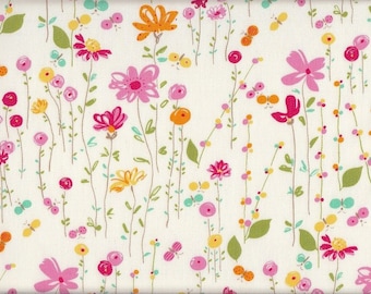 19,90 EUR/mètre Tissu Japon coton 50 cm x 110 cm crème de prairie de fleurs T277a
