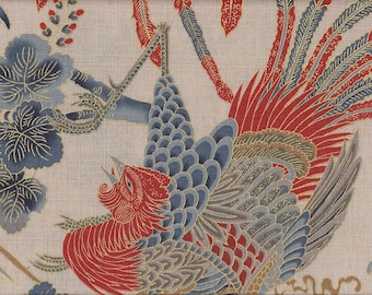 22.90 Eur/Meter Japanese fabric traditional cotton dobby rooster 50 cm x 110 cm Onagadori beige C3050b