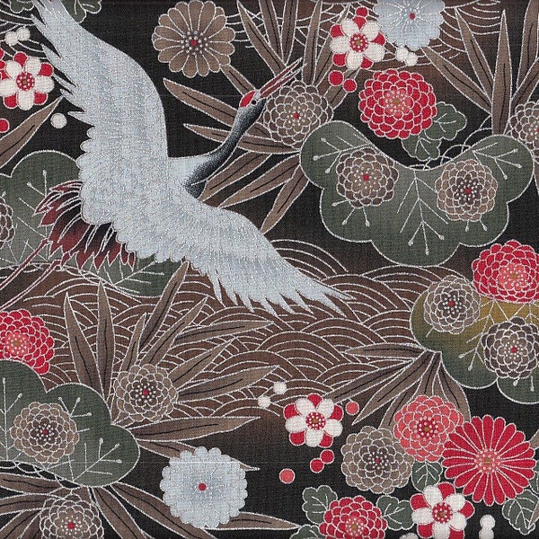 19,90 Eur/Meter Japan fabric traditional cotton 50 cm x 110 cm crane grey C3017b