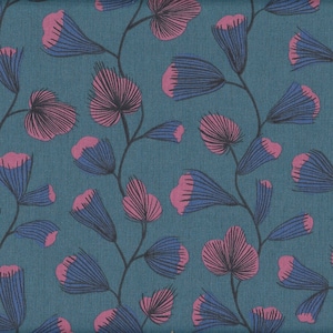 Tissu japonais moderne en coton et lin à fleurs Sevenberry, Finlande, 50 cm x 110 cm, Koti - Bluebell blue T0186f, 22,90 €/mètre