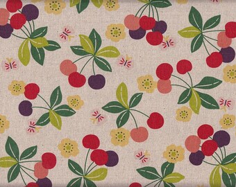 28.00 EUR/Meter oilcloth laminated Japanese cotton fabric 50 cm x 110 cm Cherry Nature UO518a