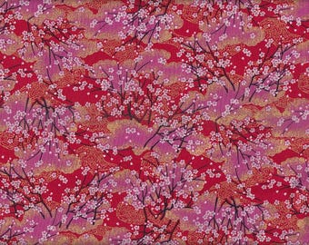 29.90 Eur/Meter oilcloth laminated Japanese cotton fabric 50 cm x 110 cm oilcloth cherry tree red UB060a