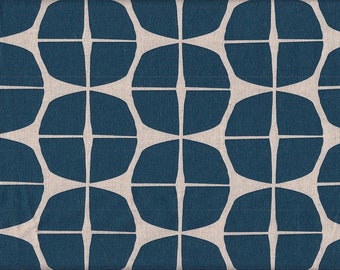 20.90 Eur/meter Japan fabric modern cotton linen 50 cm x 110 cm circle blue G510d