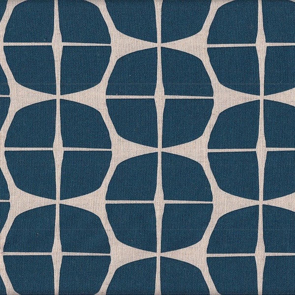 20.90 Eur/meter Japan fabric modern cotton linen 50 cm x 110 cm circle blue G510d