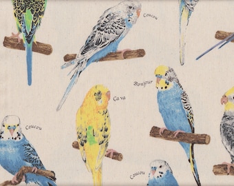 29.00 Eur/meter oilcloth from Japan laminated cotton fabric 50 cm x 110 cm oilcloth Parakeet natural UR1321a