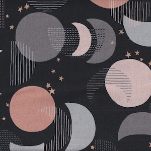 29.90 EUR/meter Waxed canvas laminated Japanese cotton fabric Kokka 50 cm x 110 cm Moon & Star black UG580d