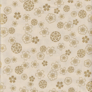 22,90 EUR/metro Tessuto giapponese cotone tradizionale 50 cm x 110 cm fiori di ciliegio crema oro D3116h