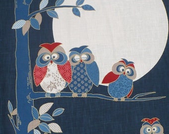Japonais Noren Panel Japonais Tissu Coton 48cm x 110cm Panel Owl VP06