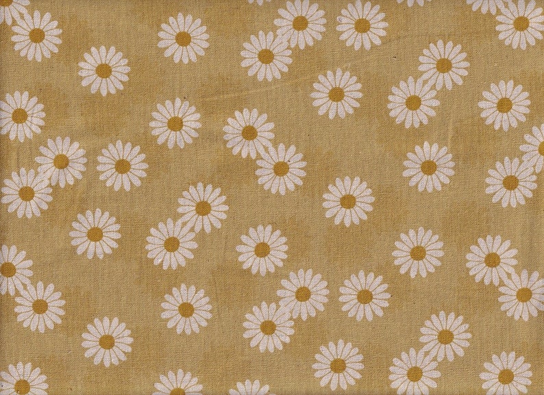 19,90 Eur/Meter Japan Fabric Modern Cotton Linen Canvas Cosmo 50 cm x 110 cm Daisy mustard image 1