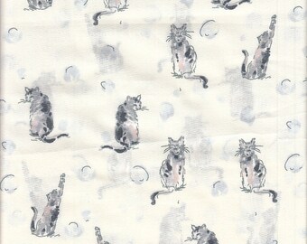 22.90 Eur/Meter Japan Fabric Modern Cotton Lawn 50 cm x 110 cm Cats grey G701a