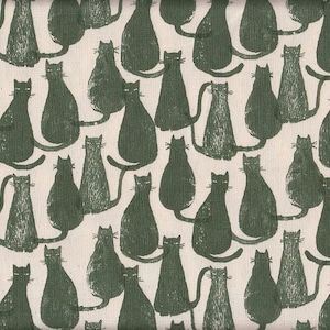 19.90 EUR/meter Japan fabric cotton sold by the meter 50 cm x 110 cm cats green Q632d