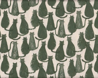 19.90 EUR/meter Japan fabric cotton sold by the meter 50 cm x 110 cm cats green Q632d