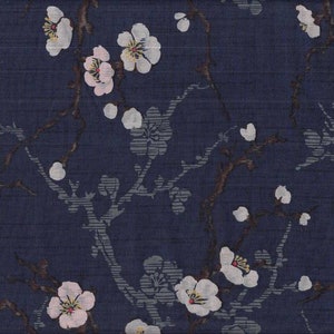 19,90 EUR/mètre Tissu Japon coton Kokka 50 cm x 110 cm branches de fleurs jaune B273d Bleu