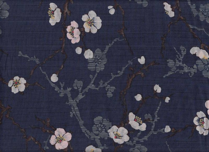 19,90 EUR/mètre Tissu Japon coton Kokka 50 cm x 110 cm branches de fleurs jaune B273d Bleu