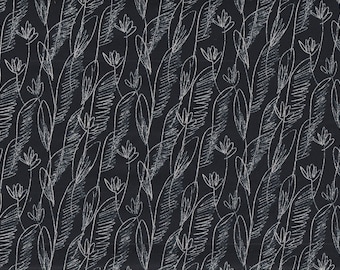 21,90 Eur/m Stoff aus Japan traditionell Baumwolle Satin 50cm x 110cm Blätter schwarz