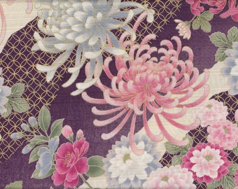 22.90 EUR/meter Japanese fabric, traditional Japanese motifs, cotton, Cosmo, 50 cm x 110 cm, Hana Shippou, purple, B383b