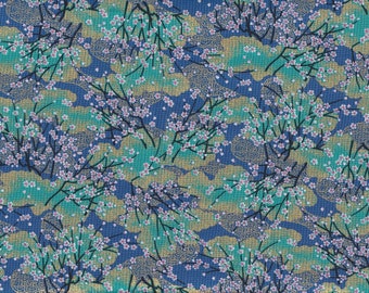 19,90 Eur/m Japanische Stoffe traditionelle Motive Baumwolle 50cm x 110cm Kirschbaum türkis B060b