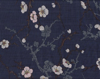 19,90 Eur/mètre Japon tissu coton kokka 50 cm x 110 cm branches de fleurs bleu B273b