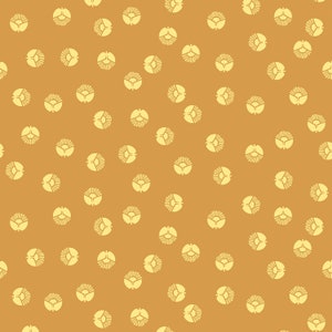 21,90 Eur/Meter Japan Fabric Cotton By the meter 50 cm x 110 cm Cotton+Steel Loes Van Oosten Along the Fields - Circle Flower - Goldenrod N121