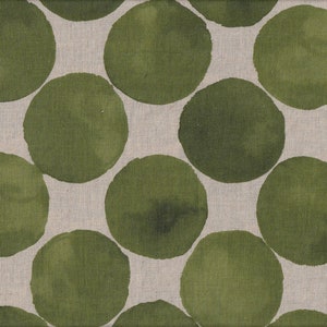 29.00 Eur/meter oilcloth laminated Japanese cotton fabric 50 cm x 110 cm dots large green UG4002d image 1