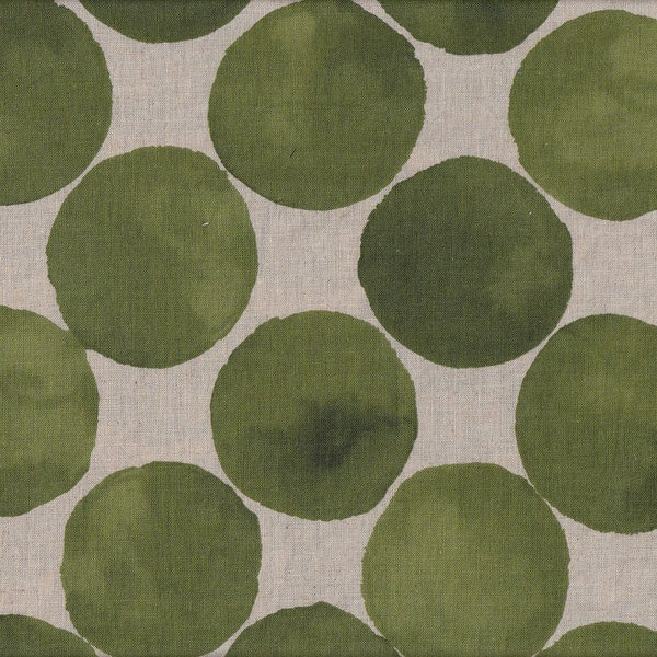 29.00 Eur/meter oilcloth laminated Japanese cotton fabric 50 cm x 110 cm dots large green UG4002d