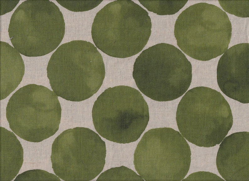 29.00 Eur/meter oilcloth laminated Japanese cotton fabric 50 cm x 110 cm dots large green UG4002d image 1