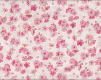19,90 Eur/mètre Tissus japonais motifs traditionnels coton mètre crêpe 50 cm x 110 cm fleurs blanc B093a