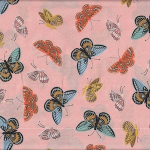 21.90 Eur/Meter Japan Fabric Cotton By the Metre 50cm x 110cm Cotton+Steel Monarch Peach Lawn Metallic N076b