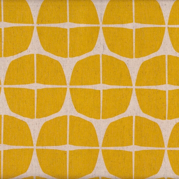 29.00 Eur/meter oilcloth Japan laminated cotton linen 50 cm x 110 cm cirkel yellow UG510b