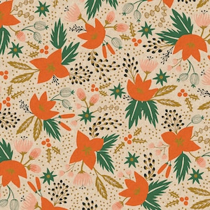 26,90 Eur/metro Rifle Paper Co. Algodón Lino 50 cm x 110 cm Algodón+Acero Holiday Classics - Poinsettia - Lienzo Natural Sin Blanquear Metálico