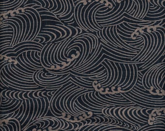 29,90 Eur/m Japan Stoff traditionell Baumwolle 50cm x 110cm Wellen blau E2104a
