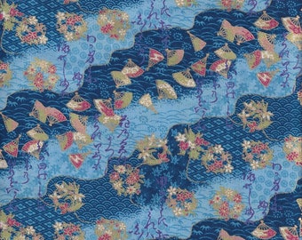 19,90 Eur/meter traditional Japanese fabrics cotton by the meter 50 cm x 110 cm Hana wagara blue B309b