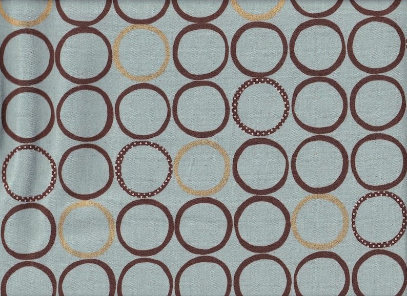 19.90 EUR/meter Japan fabric modern cotton linen canvas Cosmo 50 cm x 110 cm circles mint G4039b image 1