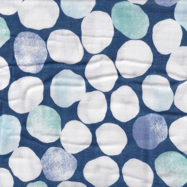 23,90 Eur/Meter Japan Fabric Modern Cotton Kokka By the Meter Organic Cotton Viscose 50 cm x 110 cm Natural dots blue double gauze