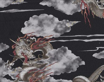 22.90 Eur/Meter traditional Japanese fabrics cotton sold by the meter Cosmo 50 cm x 110 cm dragon black C2003e