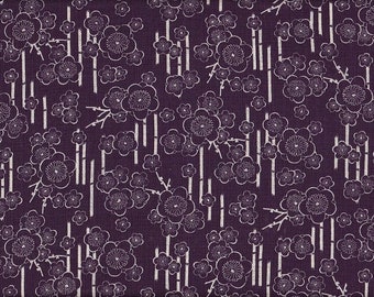 22.90 Eur/Meter Japanese fabric traditional cotton 50 cm x 110 cm Ume & bamboo purple E1100c