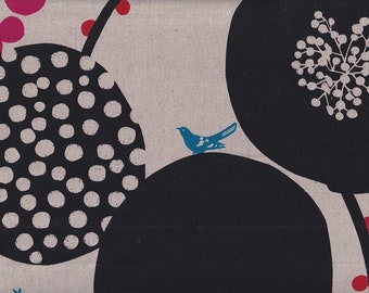 25.90 Eur/Meter Kokka Echino fabric from Japan cotton linen canvas Kokka 50 cm x 110 cm Echino big berry black L357e