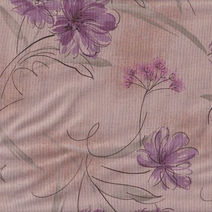 22.90 Eur/Meter Japan Fabric Modern Cotton Linen Sevenberry Daiwabo 50 cm x 110 cm Calm - Flower purple T1014c