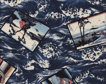 22.90 Eur/Meter Japanese fabric traditional cotton 50 cm x 110 cm Hokusai blue C2510a