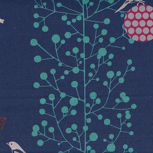 25,90 Eur/Meter Kokka Echino Japanese Fabrics Cotton Linen Canvas 50 cm x 110 cm Echino Bird on the ball blue L409d