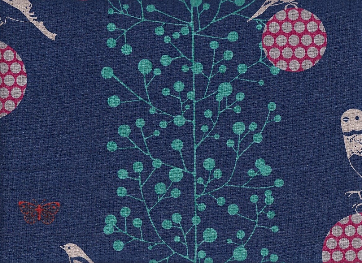 25,90 Eur/Meter Kokka Echino Japanese Fabrics Cotton Linen Canvas 50 cm x 110 cm Echino Bird on the ball blue L409d