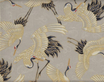 19.90 EUR/meter Japan fabric traditional cotton 50 cm x 110 cm Tsuru gray C3030b