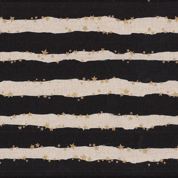 18,90 Eur/mètre Tissu japonais coton Lin Canvas Kokka 50 cm x 110 cm Stars & Stripes noir G550c