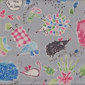 29.00 Eur/Meter Oilcloth laminated Japanese cotton fabric Cosmo 50 cm x 110 cm Oilcloth mice grey UR1326b