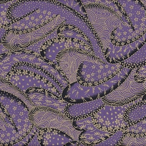 22.90 Eur/meter Japan fabric traditional cotton 50 cm x 110 cm Sakura waves purple gold B200c